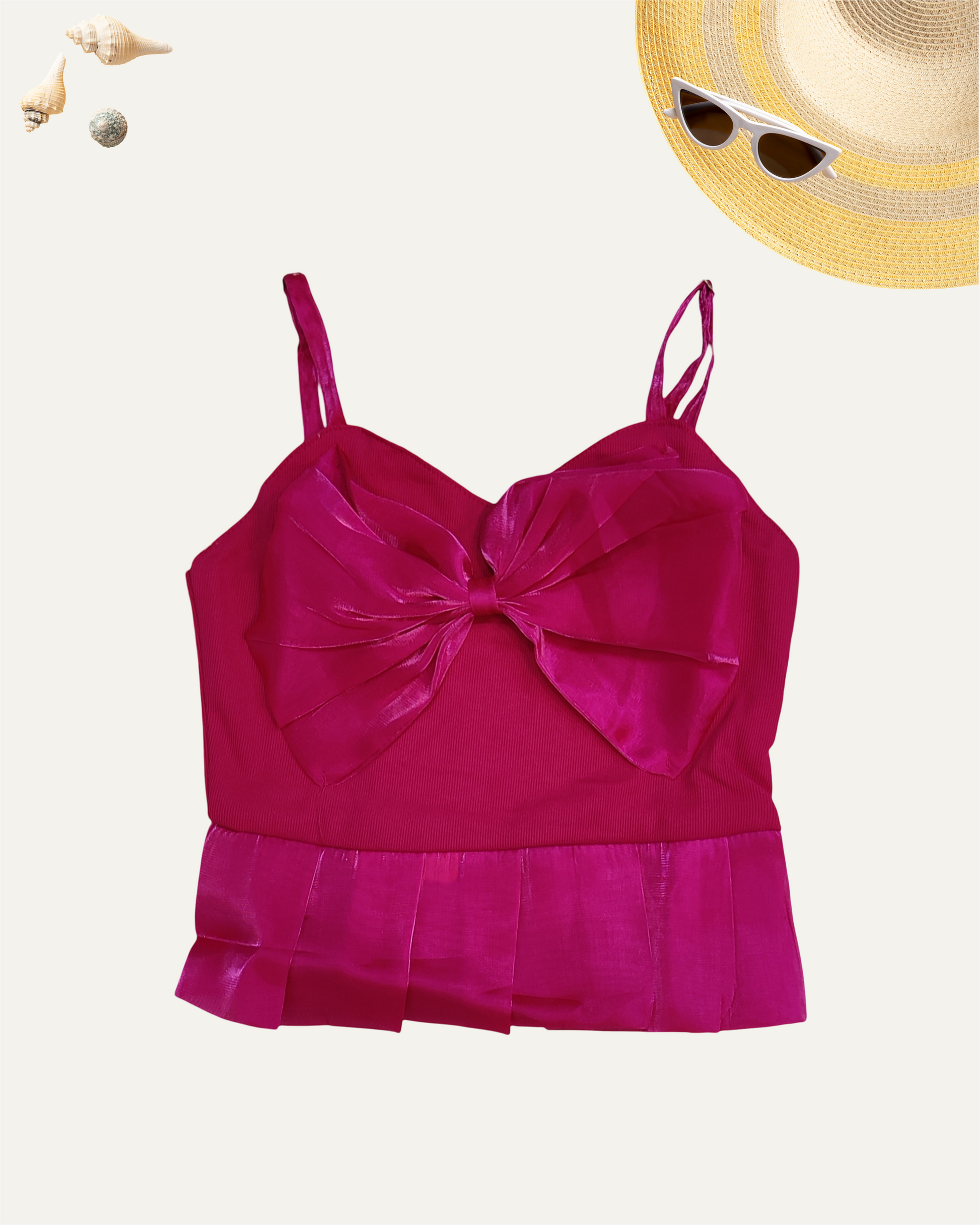GIRLS DARK PINK SATIN BOW GLAM TOP (0-11 YEARS) - Girlism
