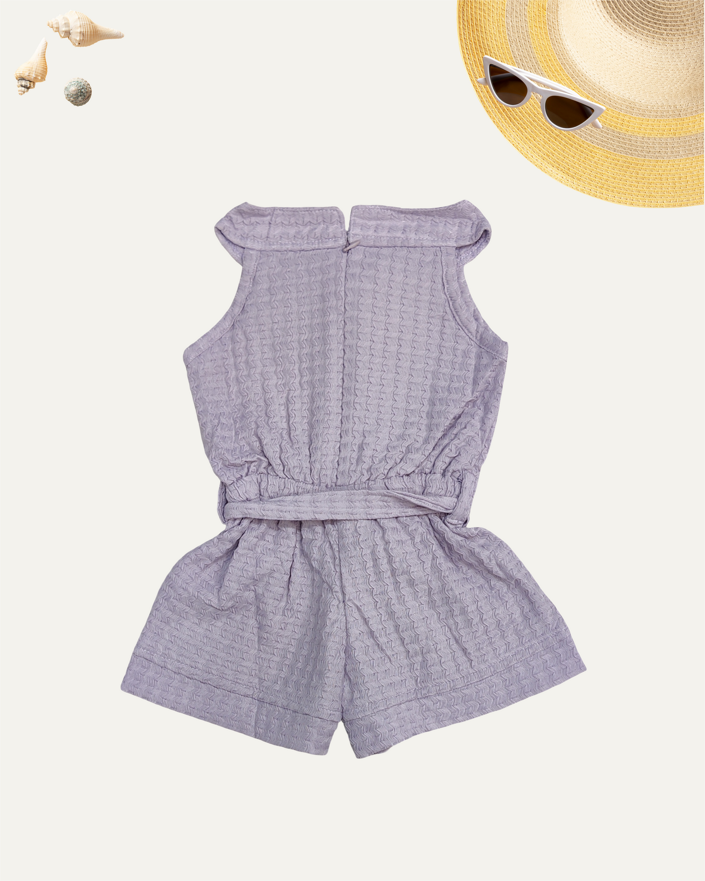GIRLS LILAC BELTED SLEEVELESS ROMPER (1-6 YEARS) - Girlism