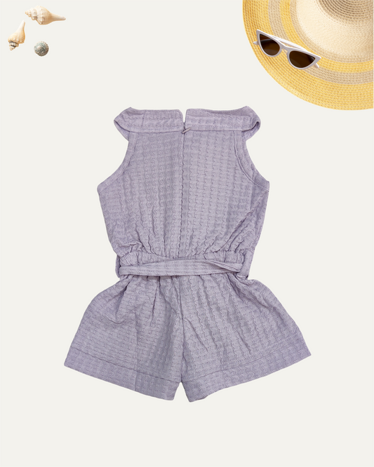 GIRLS LILAC BELTED SLEEVELESS ROMPER (1-6 YEARS) - Girlism
