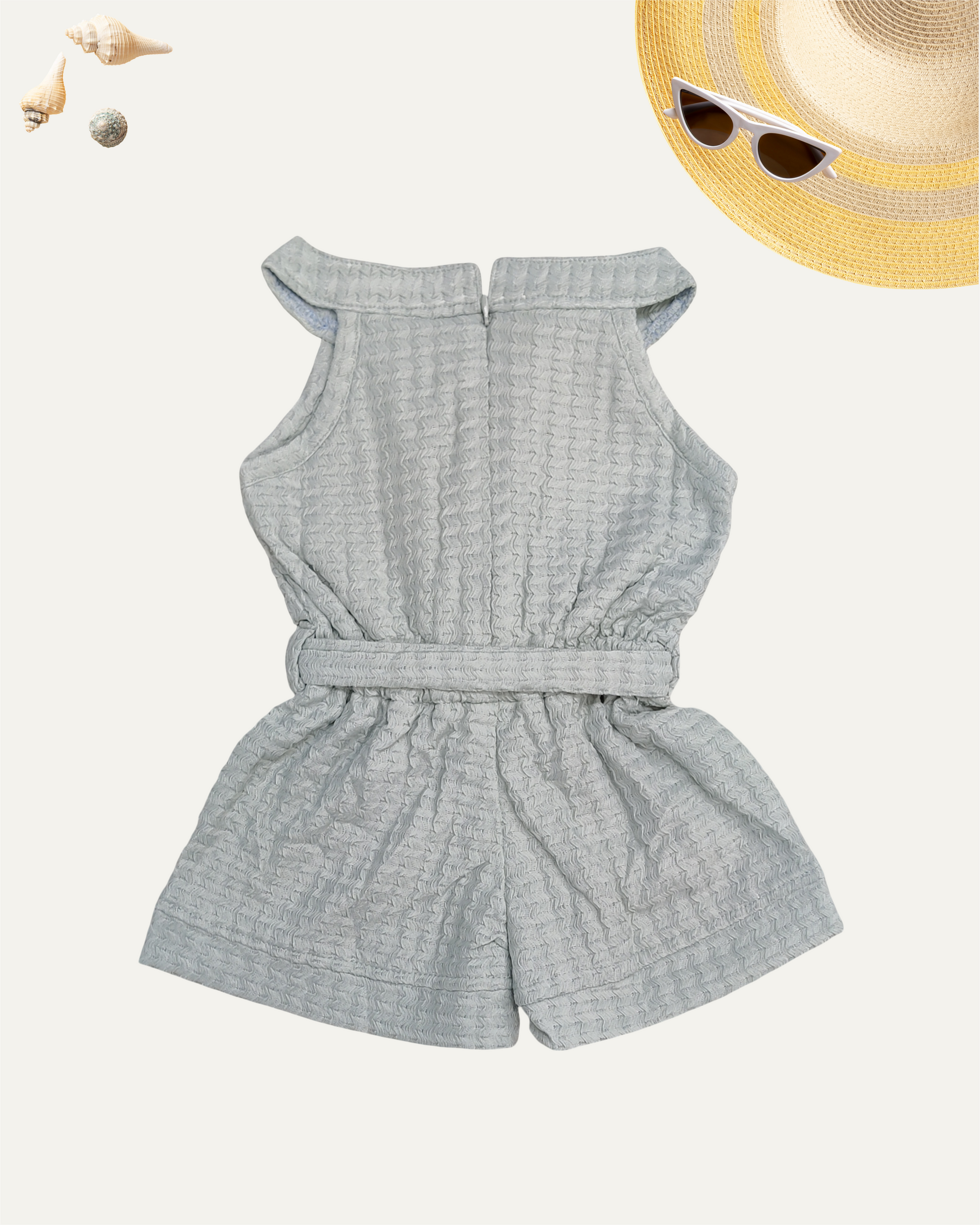GIRLS MINT GREEN BELTED SLEEVELESS ROMPER (1-6 YEARS) - Girlism