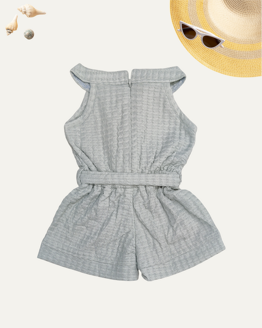 GIRLS MINT GREEN BELTED SLEEVELESS ROMPER (1-6 YEARS) - Girlism