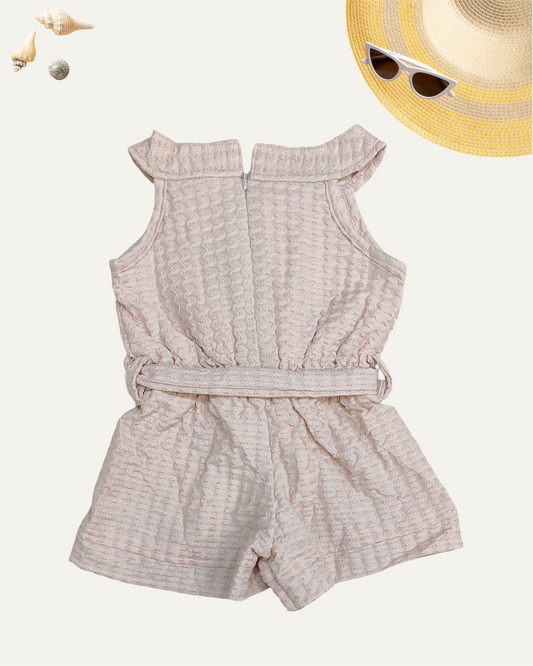 GIRLS PASTEL PINK BELTED SLEEVELESS ROMPER (1-6 YEARS) - Girlism