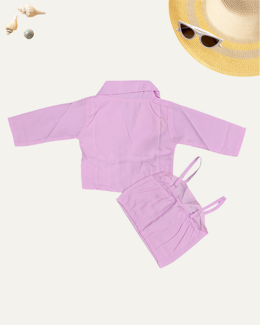 GIRLS PINK MIRROR WORK TOP SET (1-12 YEARS) - Girlism