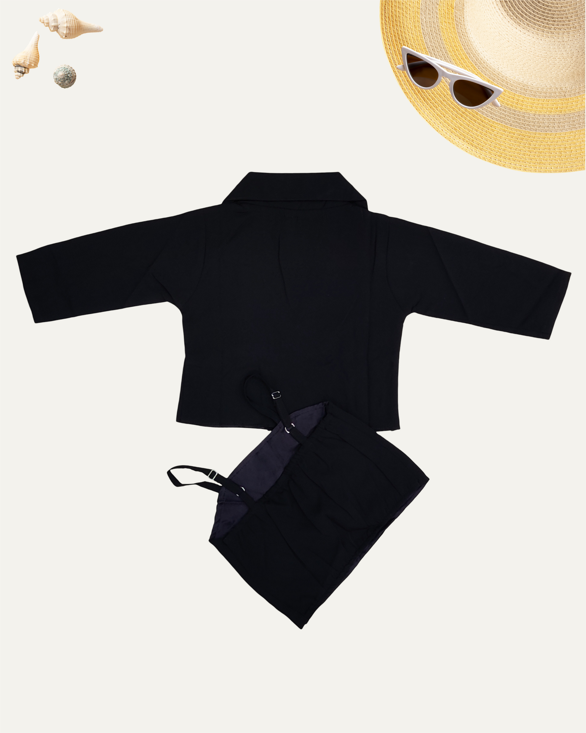 GIRLS BLACK MIRROR WORK TOP SET (1- 12 YEARS) - Girlism