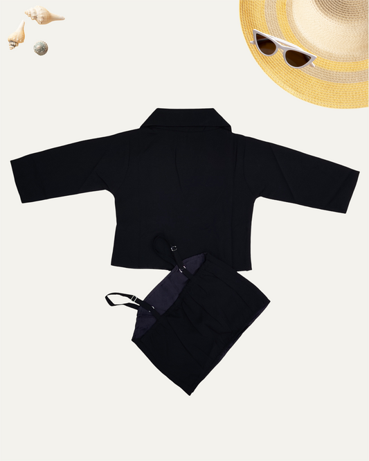 GIRLS BLACK MIRROR WORK TOP SET (1- 12 YEARS) - Girlism