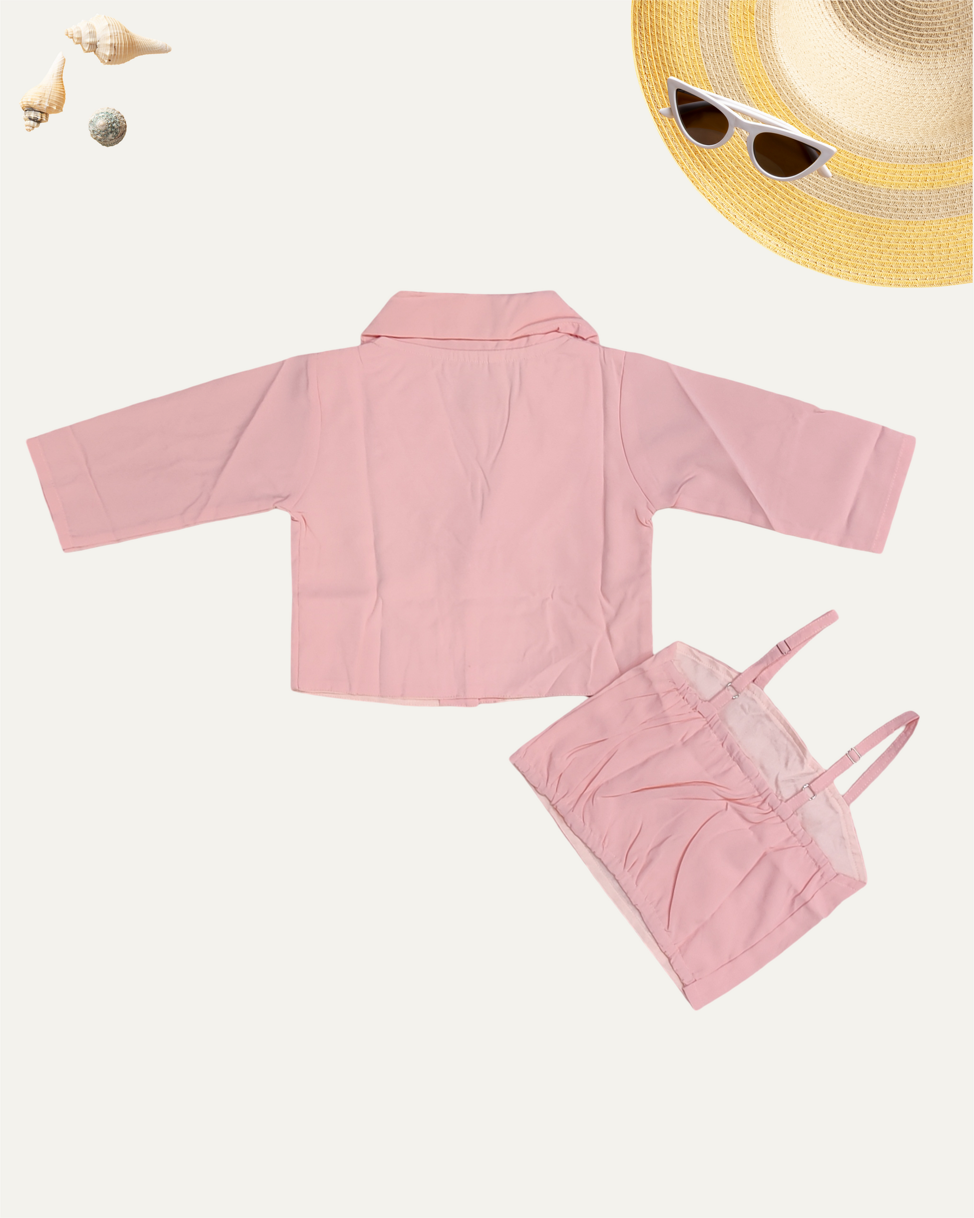 GIRLS PEACH MIRROR WORK TOP SET (1-12 YEARS) - Girlism