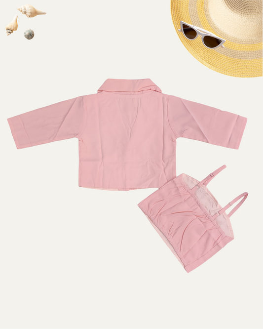 GIRLS PEACH MIRROR WORK TOP SET (1-12 YEARS) - Girlism