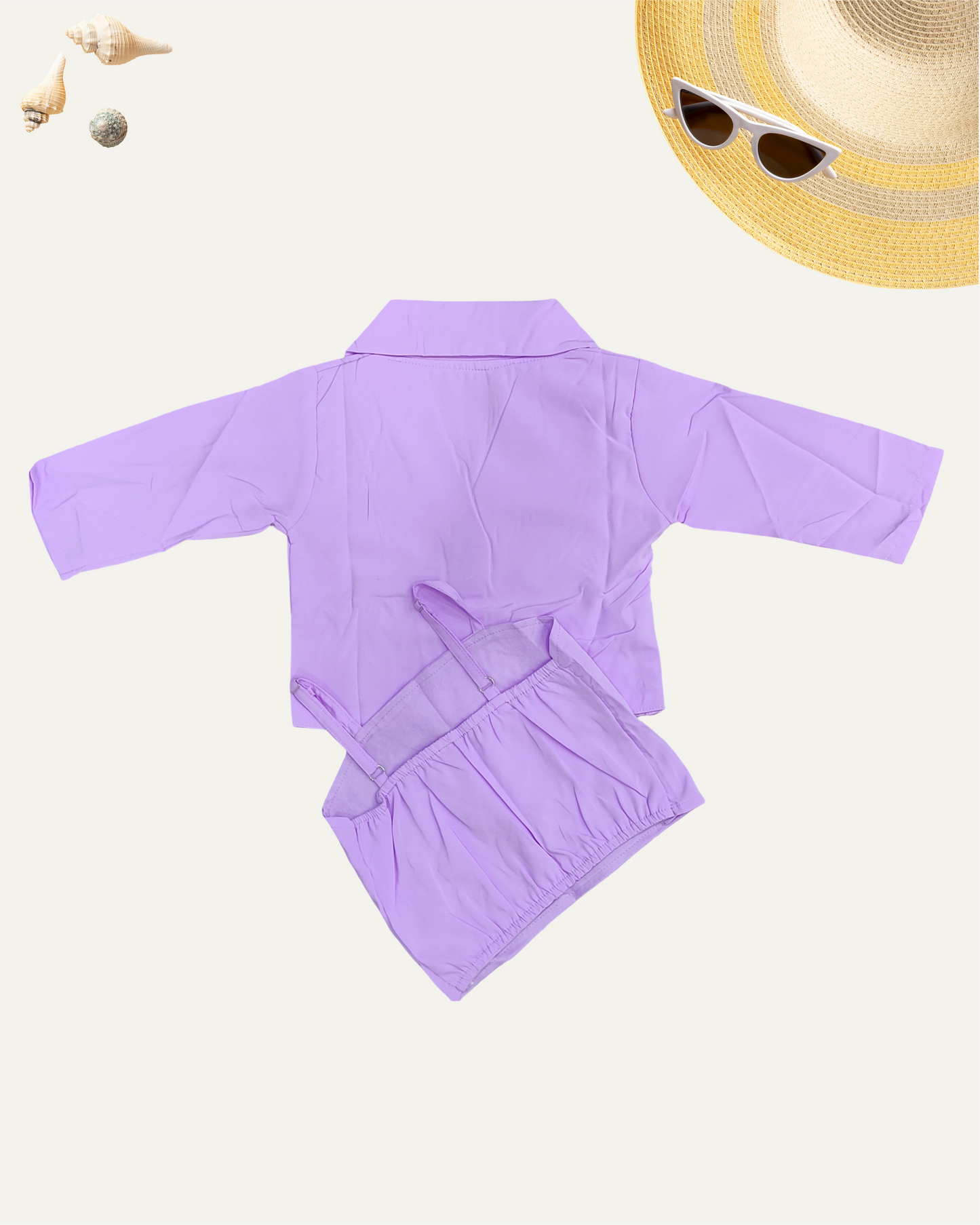 GIRLS LILAC MIRROR WORK TOP SET (1-12 YEARS) - Girlism