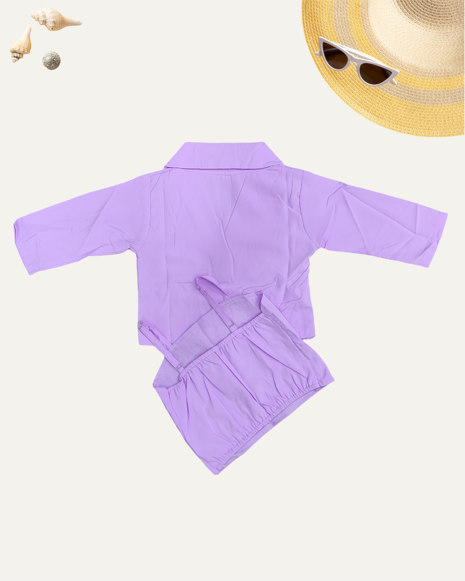 GIRLS LILAC MIRROR WORK TOP SET (1-12 YEARS) - Girlism
