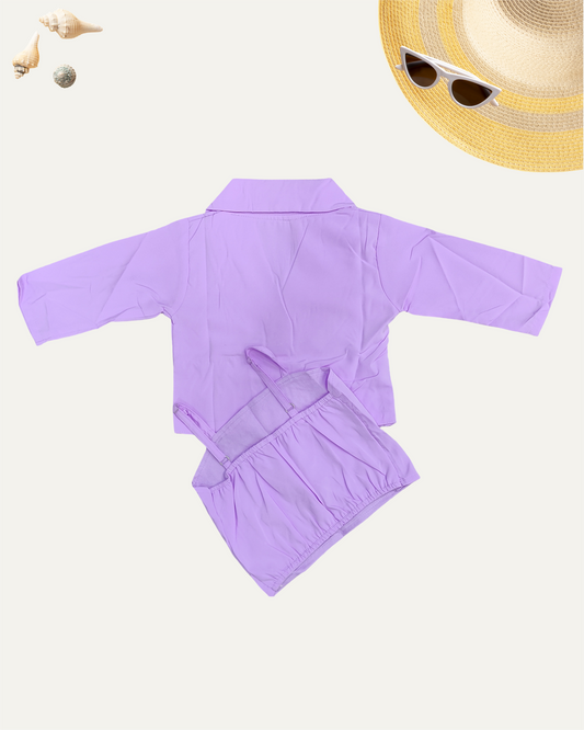 GIRLS LILAC MIRROR WORK TOP SET (1-12 YEARS) - Girlism