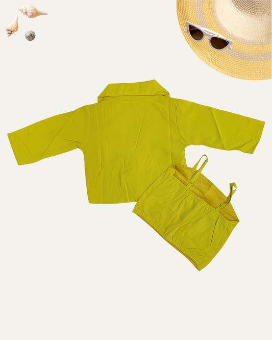 GIRLS YELLOW MIRROR WORK TOP SET (1-12 YEARS) - Girlism
