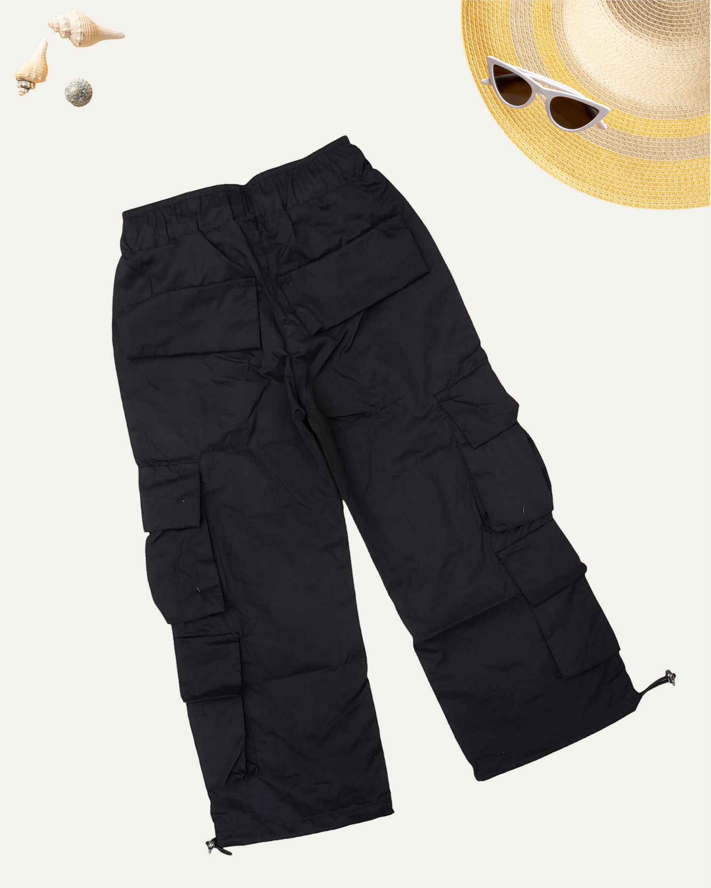 GIRLS BLACK CARGO PANTS (4-12 YEARS)
