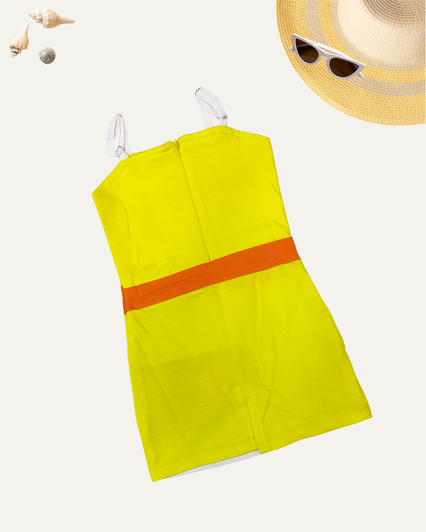 GIRLS COLORBLOCK SLEEVELESS DRESS (2-8 YEARS) (YELLOW)