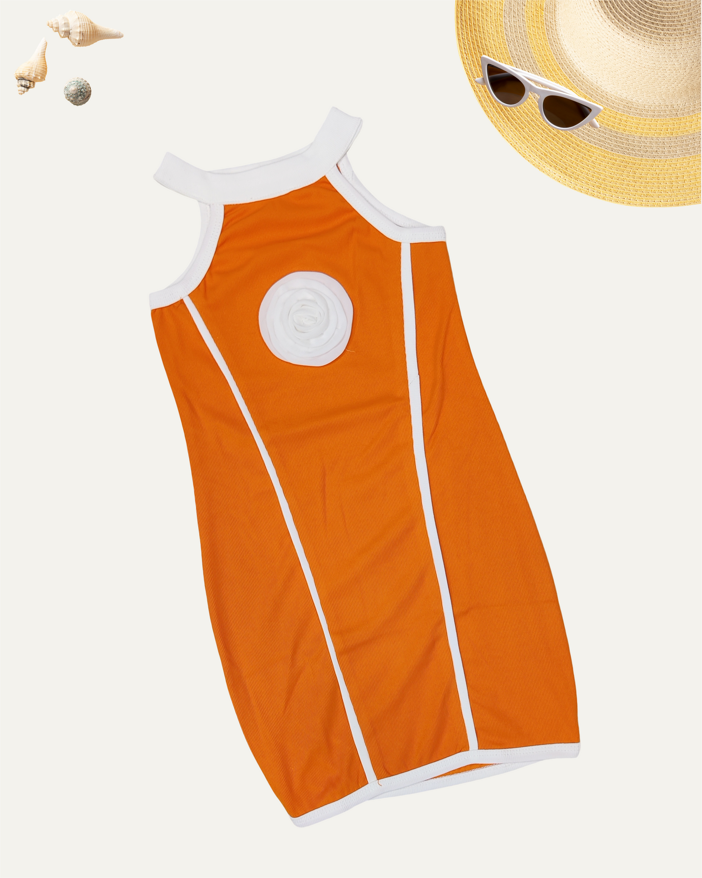 GIRLS SLEEVELESS DRESS (4-12 YEARS) (ORANGE)