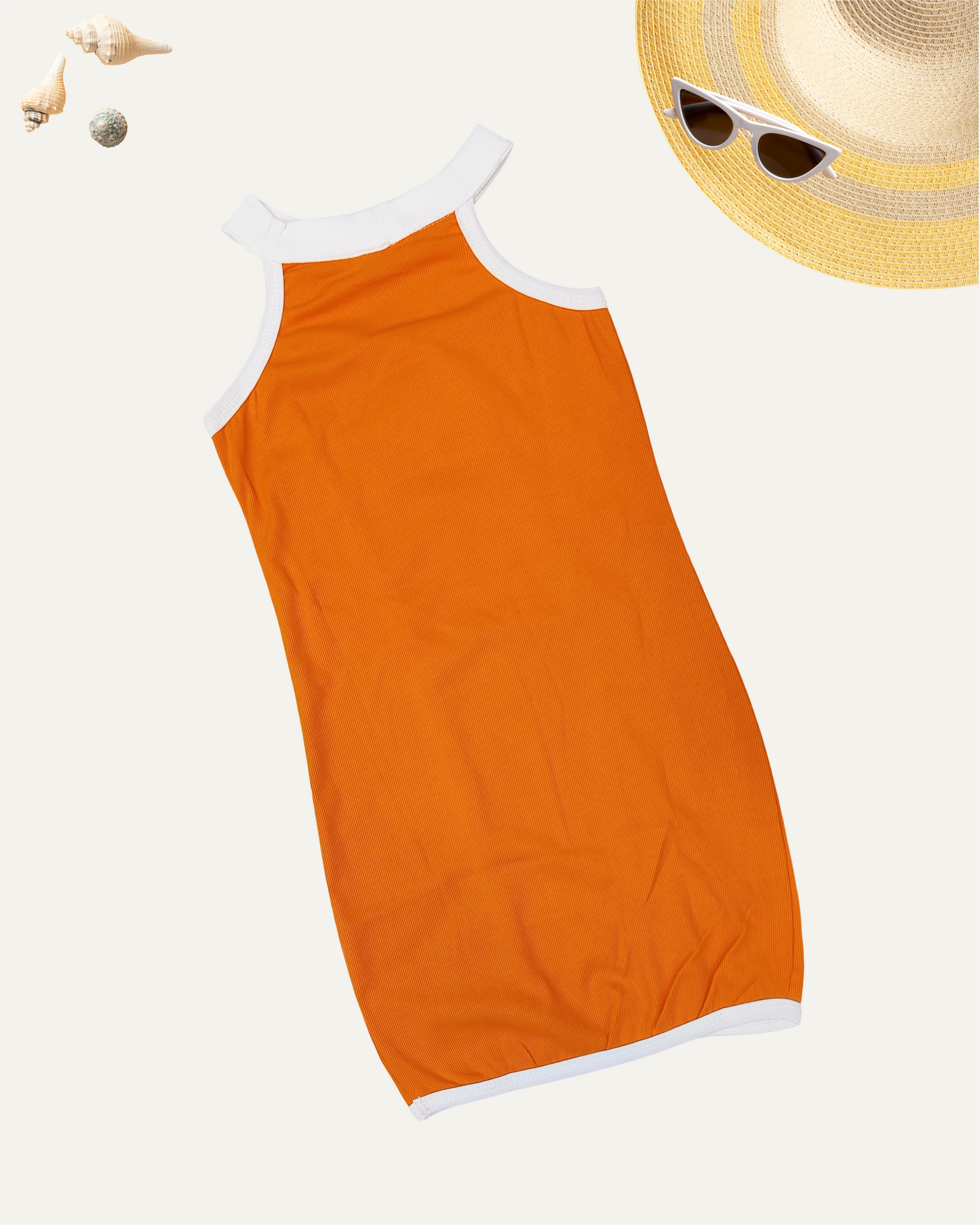GIRLS SLEEVELESS DRESS (4-12 YEARS) (ORANGE)