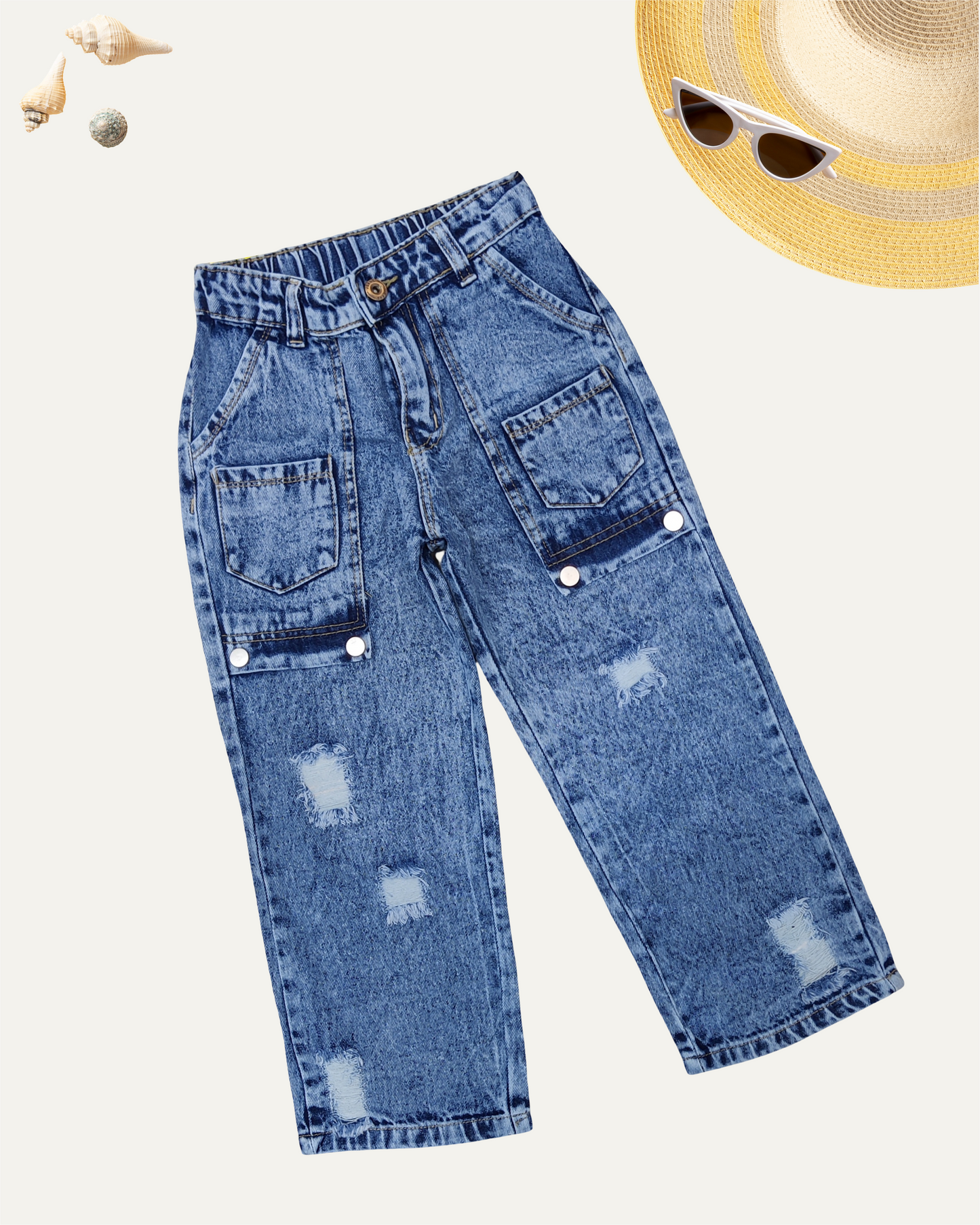 GIRLS TRENDY DISTRESSED DENIM JEANS (0-12 YEARS)