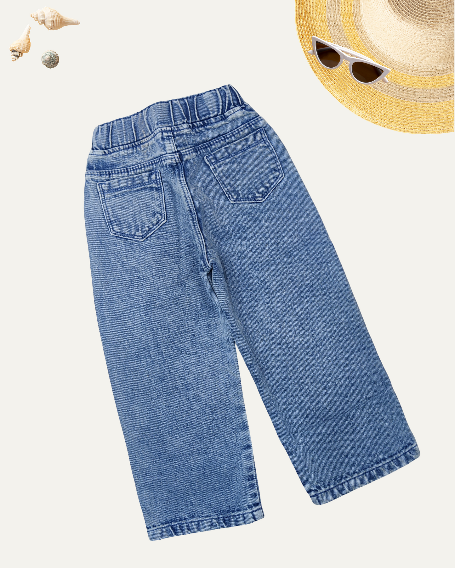 GIRLS LIGHT BLUE CARGO DENIM JEANS (0-12 YEARS)