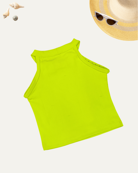 GIRLS SLEEVELESS PEARL TOP (NEON GREEN) (3-11 YEARS)