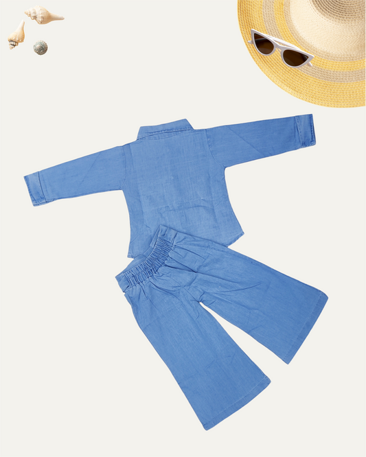 GIRLS DENIM CO-ORD SET STONE WASH [ 4 - 12 YEARS ]