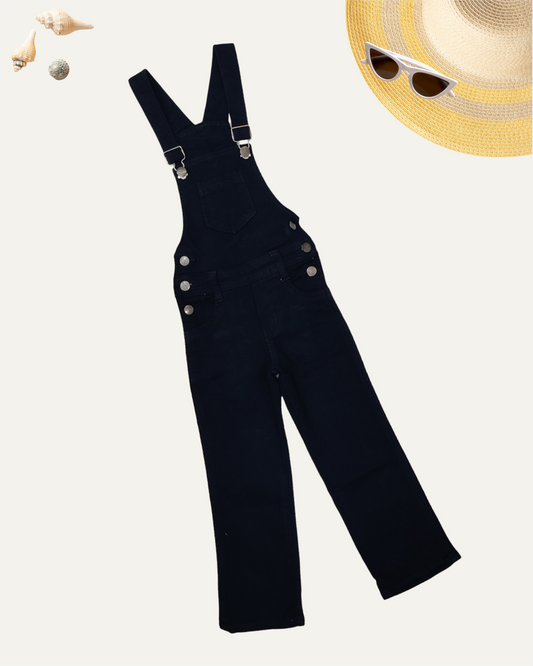 GIRLS CLASSIC BLACK DENIM DUNGAREE (4-14 YEARS)