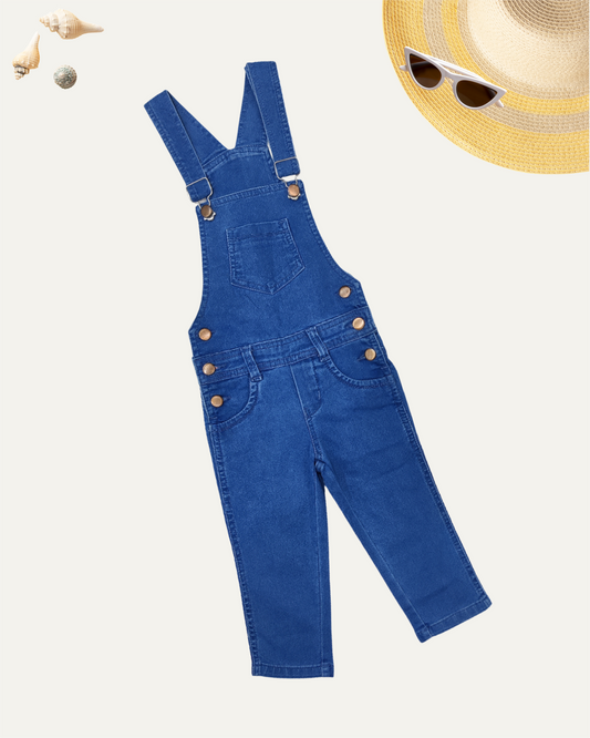 GIRLS 3/4TH LENGTH BLUE DUNGAREE (4-14 YEARS)