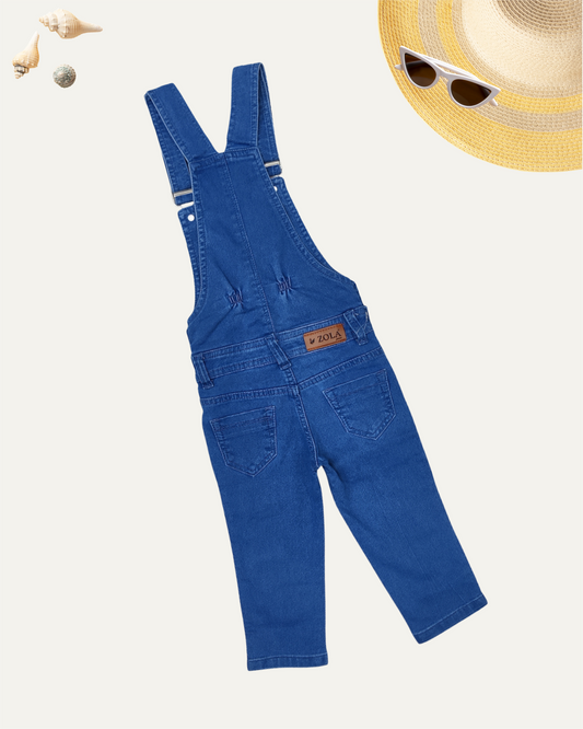 GIRLS 3/4TH LENGTH BLUE DUNGAREE (4-14 YEARS)