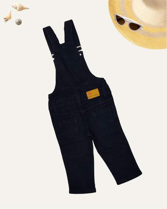 GIRLS 3/4TH LENGTH BLACK DENIM DUNGAREE (4-14 YEARS)