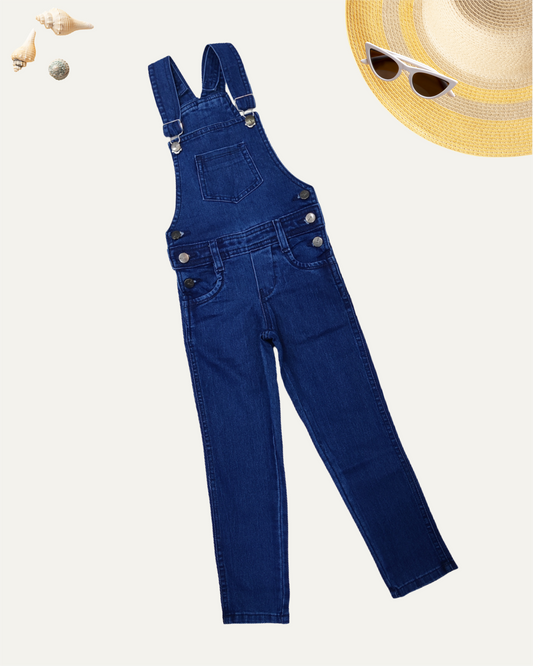 GIRLS DARK BLUE DENIM DUNGAREE (4-14 YEARS)