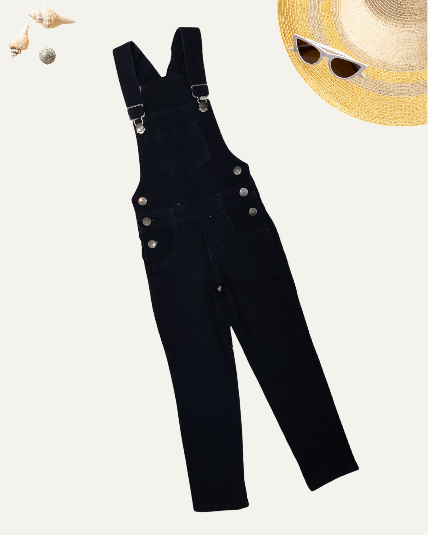 GIRLS BLACK DENIM DUNGAREE (4-14 YEARS)