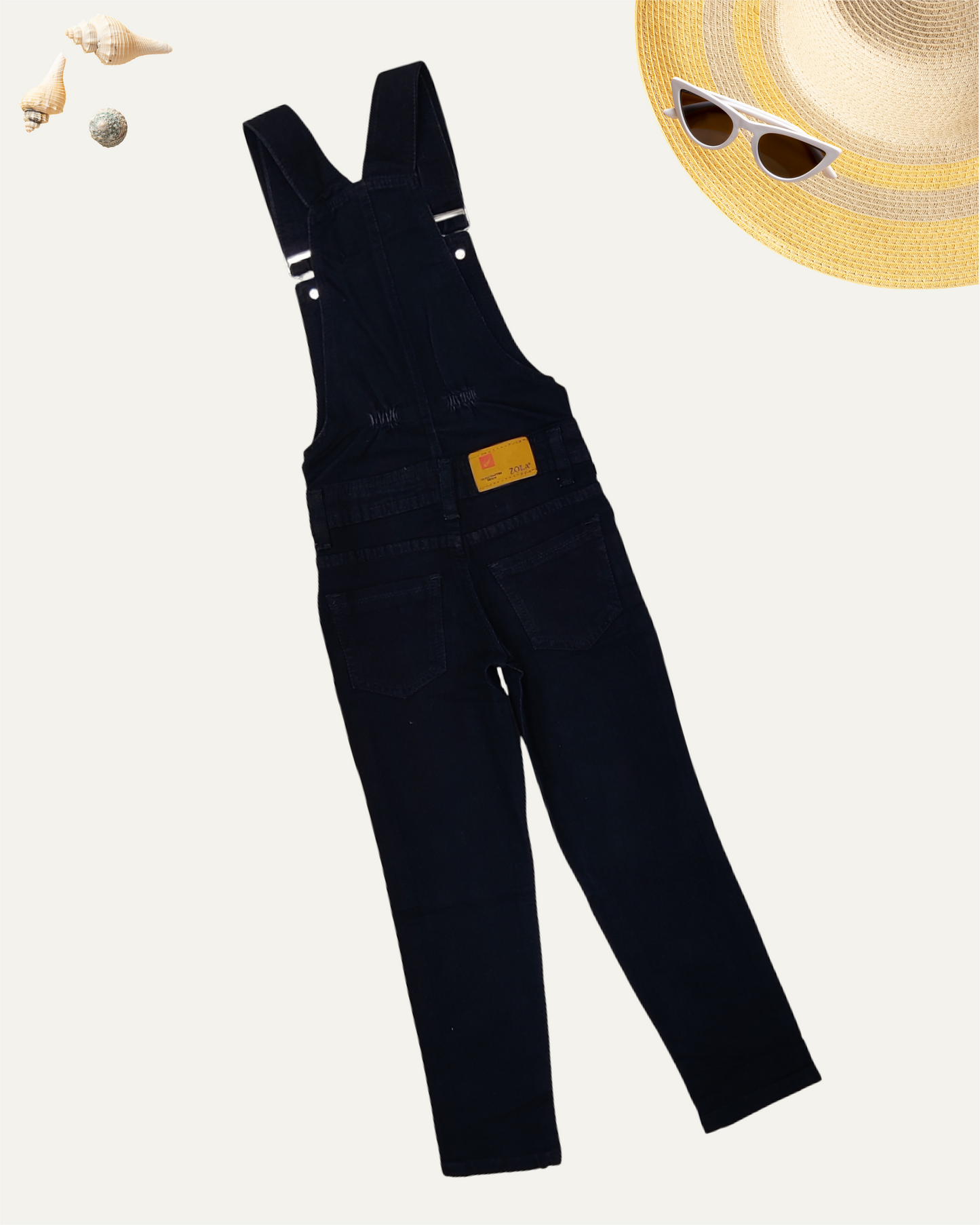 GIRLS BLACK DENIM DUNGAREE (4-14 YEARS)