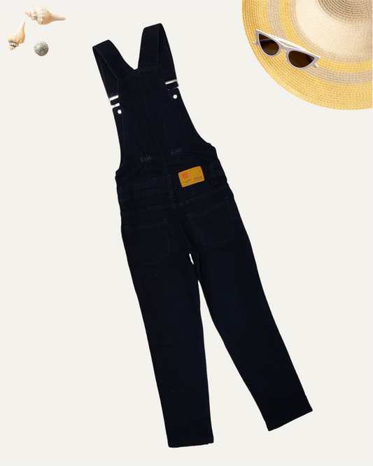 GIRLS BLACK DENIM DUNGAREE (4-14 YEARS)