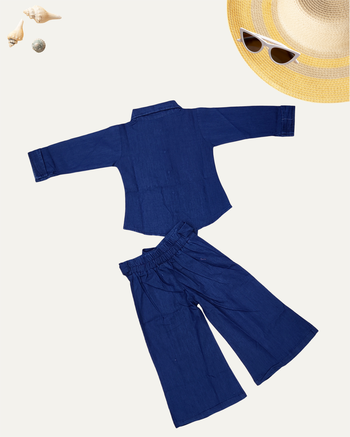 GIRLS DENIM CO-ORD SET NAVY WASH [ 4 - 12 YEARS ]