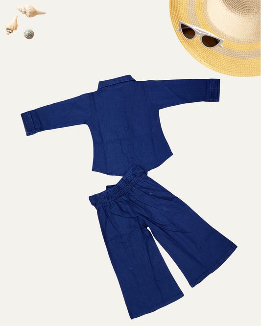 GIRLS DENIM CO-ORD SET NAVY WASH [ 4 - 12 YEARS ]