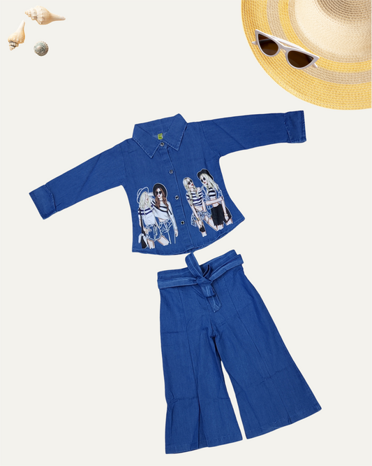 GIRLS DENIM CO-ORD SET DX WASH [ 4 - 12 YEARS ]