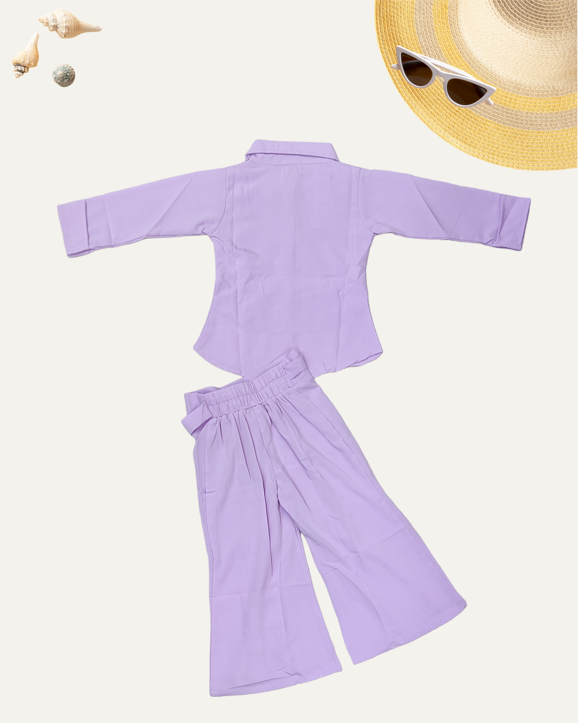 GIRLS 2PC PRINTED PANT CO-ORD SET (LILAC) (4-12 YEARS) - Girlism