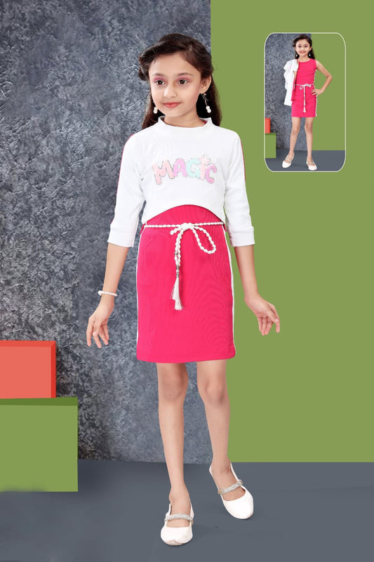 GIRLS 2PC CO-ORD SET (HOT PINK) (4-12YEARS)