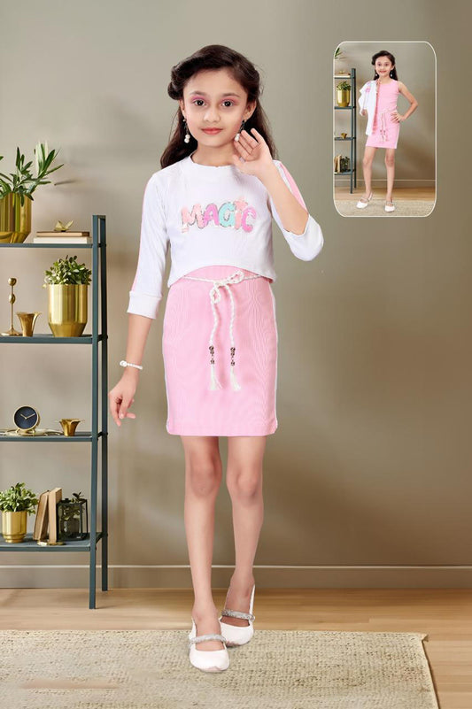 GIRLS 2PC CO-ORD SET (BABY PINK) (4-12YEARS)