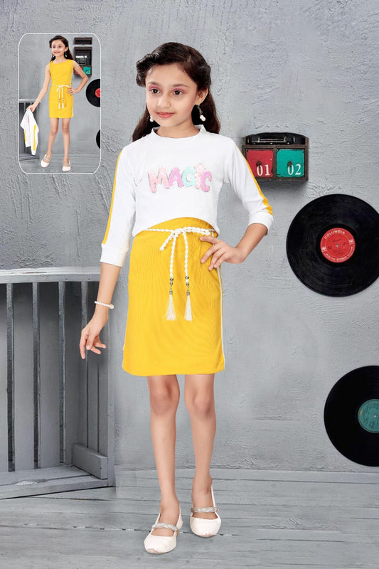 GIRLS 2PC CO-ORD SET (YELLOW) (4-12YEARS)