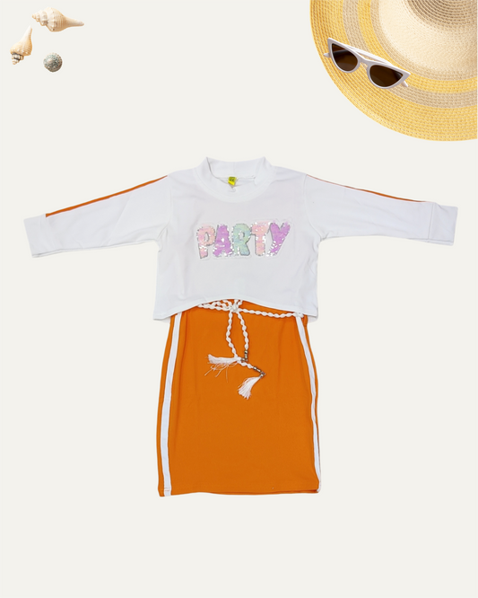 GIRLS 2PC CO-ORD SET (ORANGE) (4-12YEARS)