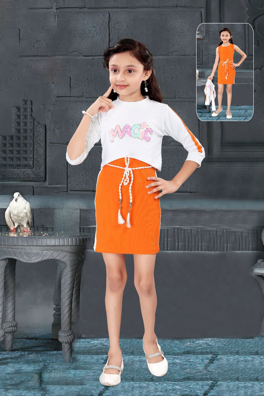 GIRLS 2PC CO-ORD SET (ORANGE) (4-12YEARS)
