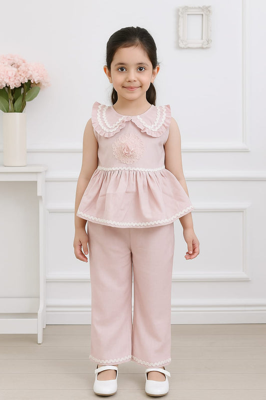 GIRLS RUFFLE SET (LIGHT PINK) (4-12 YEARS)