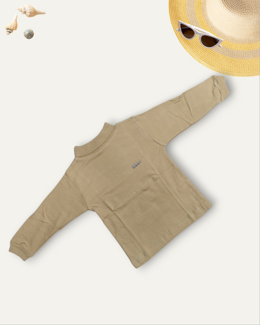 GIRLS BASIC HIGH NECK TOP (BIEGE) (0-10 YEARS)