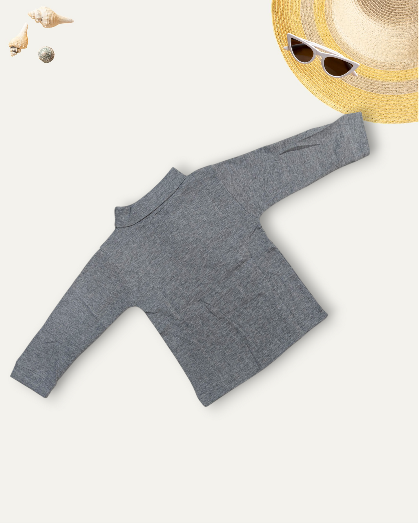 GIRLS BASIC HIGH NECK TOP (GREY) (0-10 YEARS)