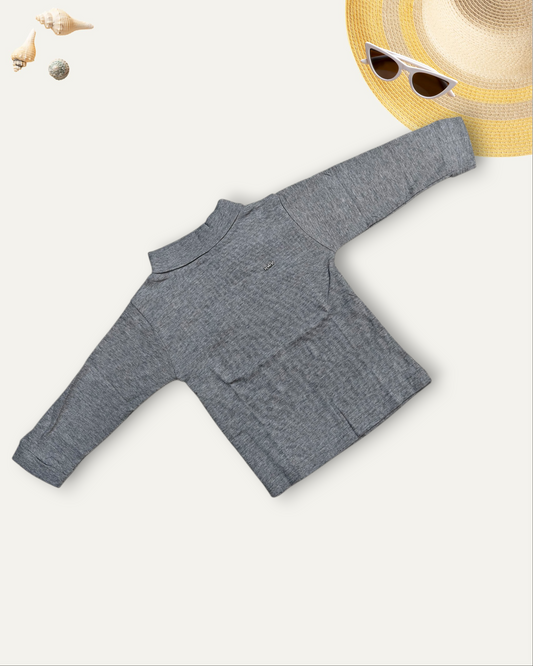 GIRLS BASIC HIGH NECK TOP (GREY) (0-10 YEARS)