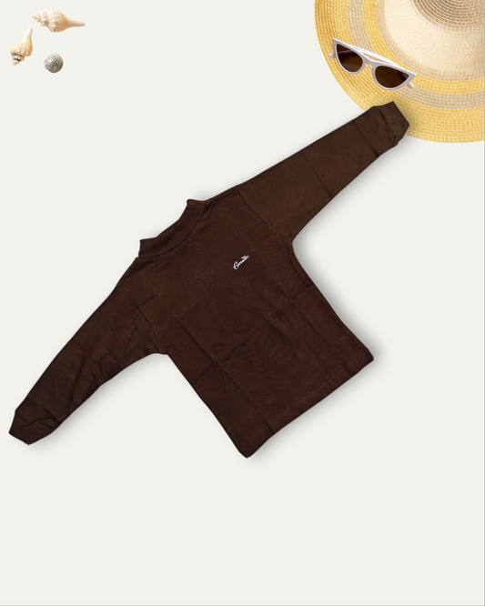 GIRLS BASIC HIGH NECK TOP (BROWN) (0-10 YEARS)