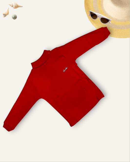 GIRLS BASIC HIGH NECK TOP (RED) (0-10 YEARS)