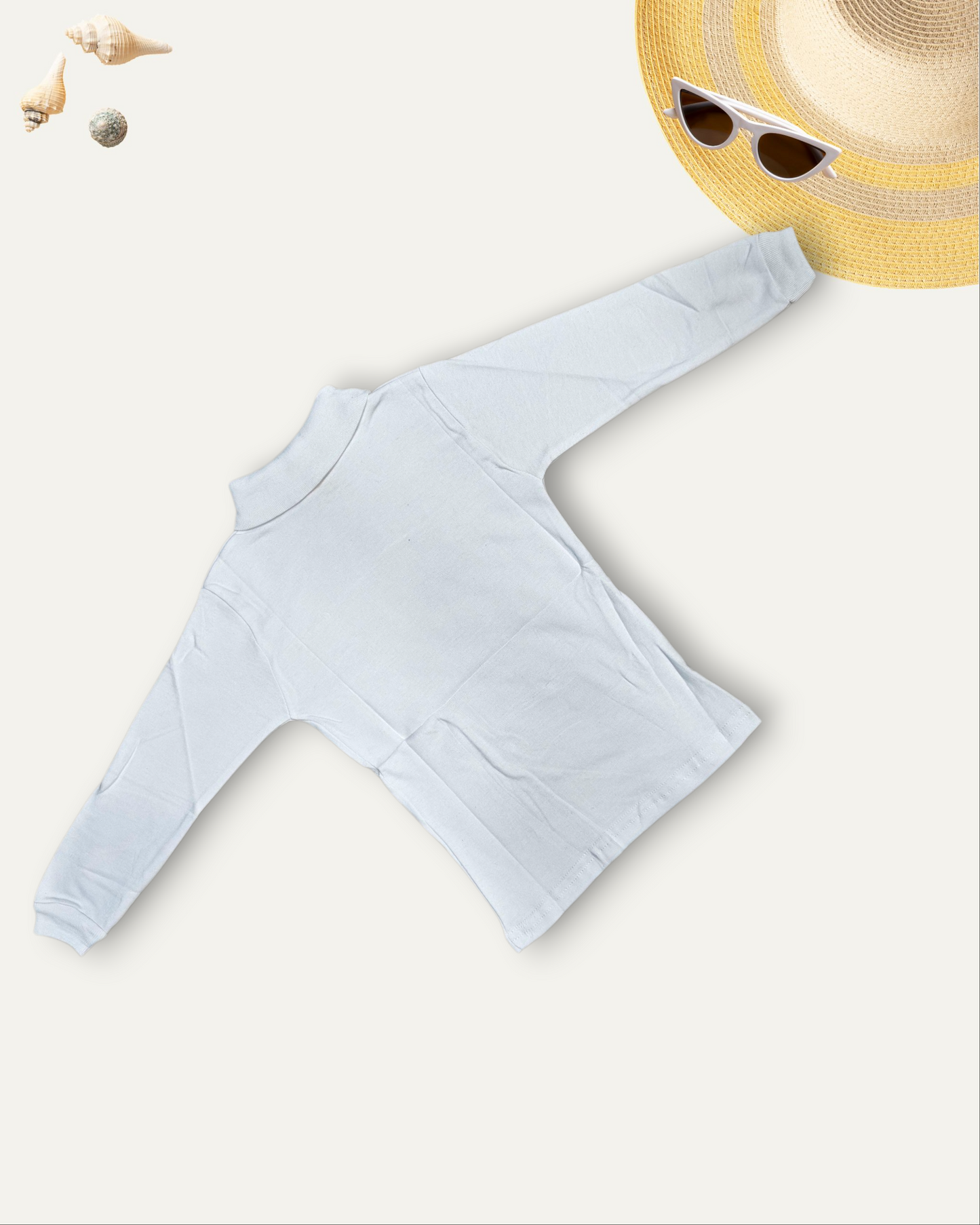 GIRLS BASIC HIGH NECK TOP (WHITE) (0-10 YEARS)