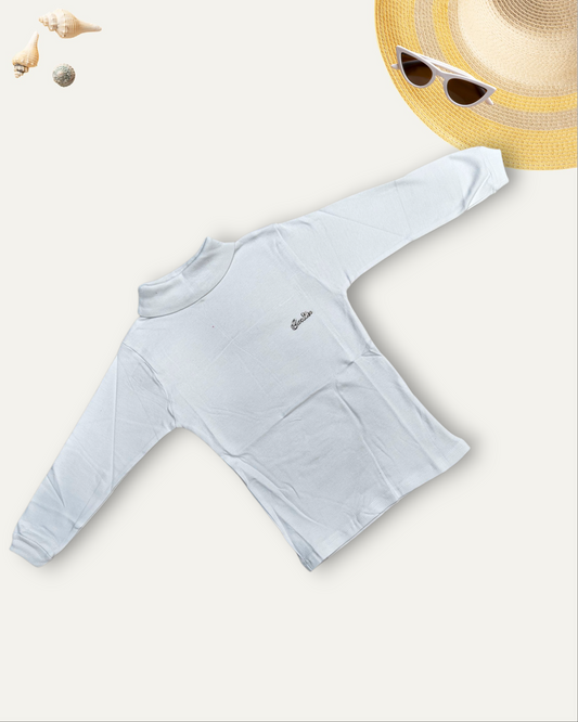 GIRLS BASIC HIGH NECK TOP (WHITE) (0-10 YEARS)