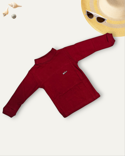 GIRLS BASIC HIGH NECK TOP (MAROON) (0-10 YEARS)
