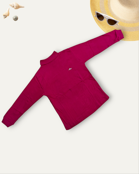 GIRLS BASIC HIGH NECK TOP (HOT PINK) (0-10 YEARS)